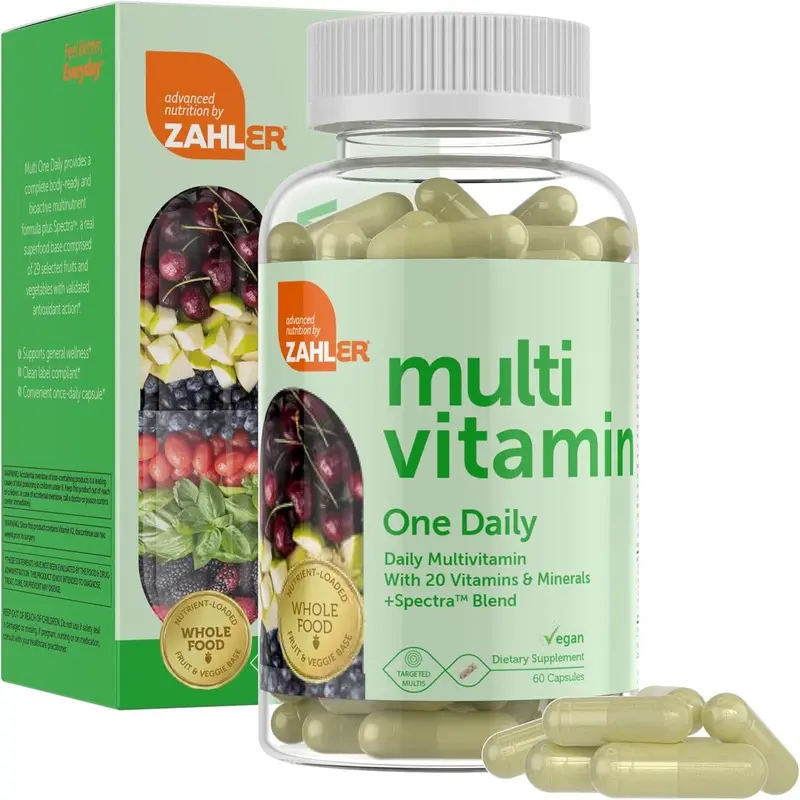 Zahler One Daily Vegan Multivitamin – Daily Vitamins & Minerals with Whole Food Spectra Blend – Vegan, Kosher & Non-GMO – 60 Capsules