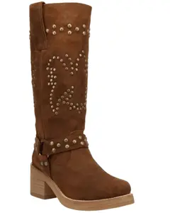 Dingo Women's Troubadour Studded Tall Fashion Boot Round Toe - Di2291-Brn