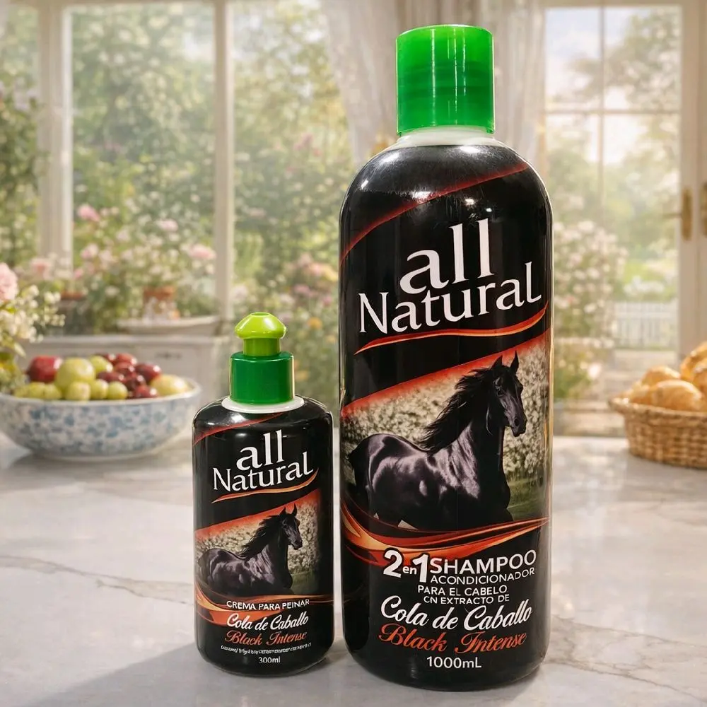 All Natural 2-in-1 Shampoo & Conditioner with Horse Tail Extract for Intense Black Hair Care 1000mL