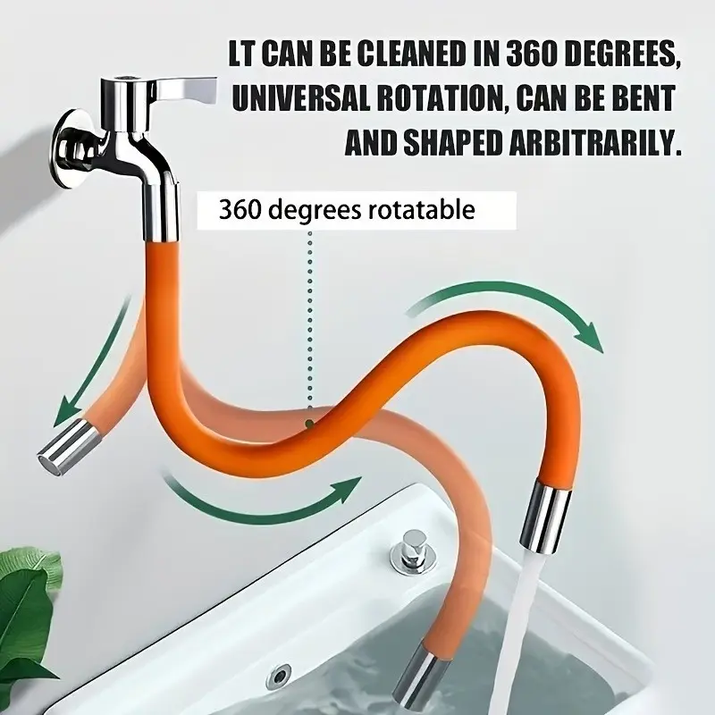 1PC Universal Anti-Splash Faucet Extender Hose - 360° Rotatable Swivel Elbow, Adjustable Length Flexible Water Tap Extension, Perfect for Bathroom Sink, Kitchen, Shower, Bathtub, RV & Garden Watering, Bathroom Fixtures, Bathroom Fixture Accessories