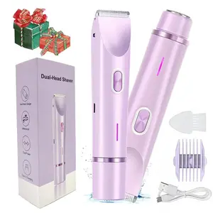 Mother'S Day Gift, 2 in 1 Electric Hair Removal Tool Bikini Trimmer for Women, Dual-head Electric Razors, Body & Facial Electric Shaver, Waterproof Wet & Dry Use Trimmer, Shaver for Women Safe And Skin Friendly Multifunctional Blade summerwins