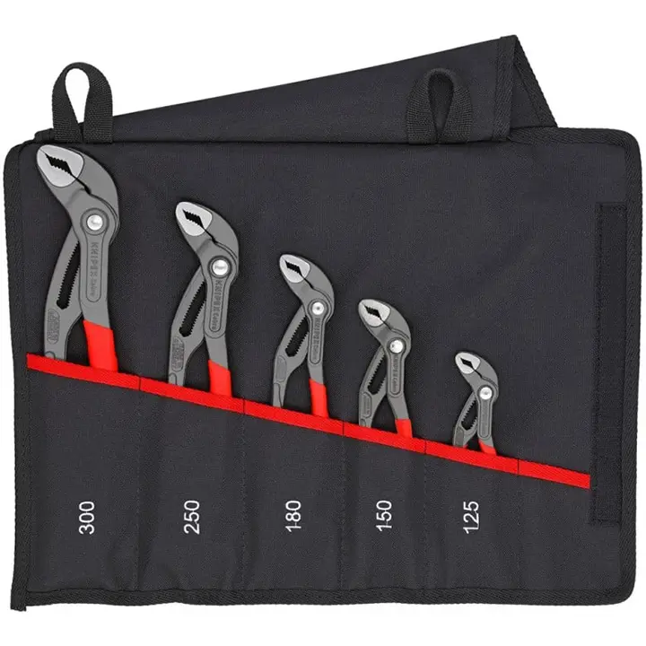 KNIPEX 5 Pc Pliers Cobra Set In Tool Roll, Black KNIPEX 5 Pc Pliers Cobra Set In Tool Roll, Black