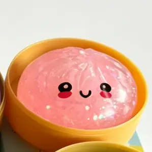 Glitter Dumpling Squishy Toy with Simulation Steamer Box, Soft Elastic Squeeze Fidget Toy, Cute Aesthetic Decor for Kids and Party Gift