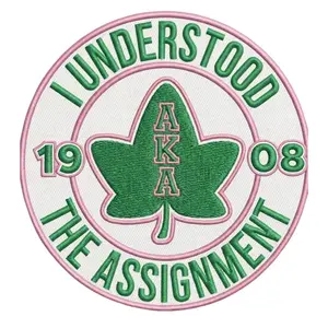 Alpha Kappa Alpha Patch, Pink and Green Sorority Embroidery, AKA 1908 Ivy Leaf Badge, Greek Life Iron On, Sew on, Pretty Girls Wear Pink