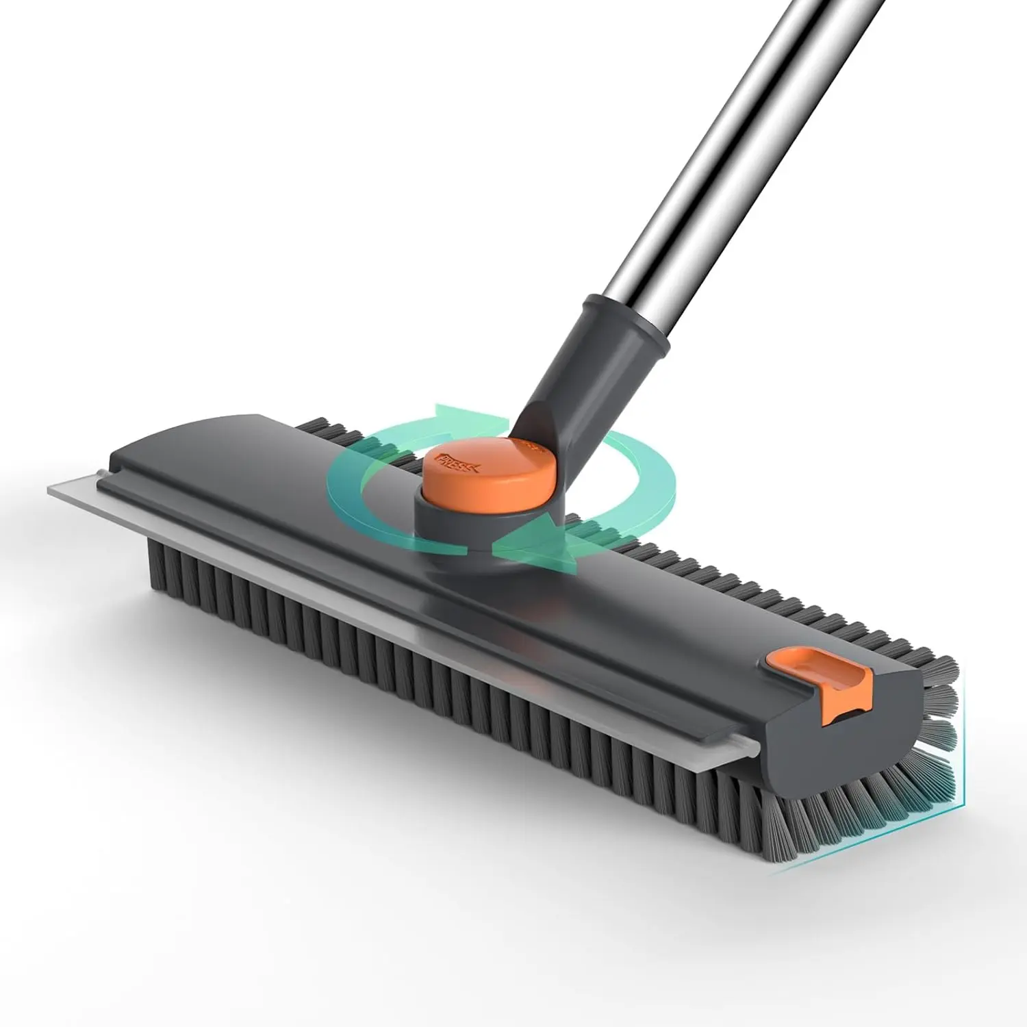 Livo-V Floor Scrub Brush, 3 in 1 Shower Cleaning Brush with Long Handle and Squeegee, Heavy Duty Stiff Bristle Scrubber for Bathroom, Kitchen, Patio, Garage, Wall, Tile, Concrete & Wood Surfaces