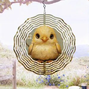 Bird Design Hanging Decor, 360 Degree Rotating Metal Wind Spinner, Garden Decor, Hexagonal Reflective Design for Outdoor Balcony Window