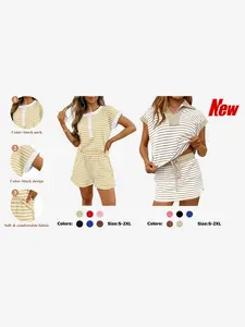 Fisoew Striped 2 Piece Outfits Casual Sweatshirt Skirt Set Long Sleeve Skort Workout Set Matching Lounge Sets Women's Matching Sets Women #Springtok #TikTokShopHolidayHaul #TikTokShopJumpstartSale Fabrics Elastic two piece set Elegance Shorts