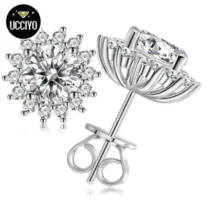 【#E101】Fashionable Simple Personalized Synthetic Moissanite Twelve-pointed Star Earrings For Women Men Personalized 925 Sterling Silver Jewelry