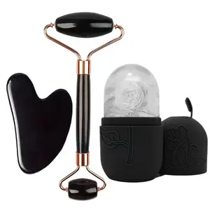 3-In-1 Ice Roller Facial Care Set, Face Gua Sha Kit, Beauty Massage Tool, Facial Care Tools, Reusable Leak-Proof Ice Rollers for Contouring and Relaxation