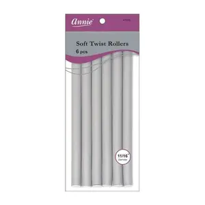 Annie #1209 Heatless Soft Twist Rollers, 11/16” Grey, 6-Piece Haircare Pack for Medium Curls and Twists, Wearable Overnight