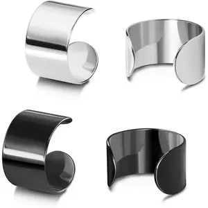 Earcuffs Stainless Steel Ear Cuffs Helix Cartilage Clip on Wrap Punk Earrings for Women Men Non Piercing Adjustable