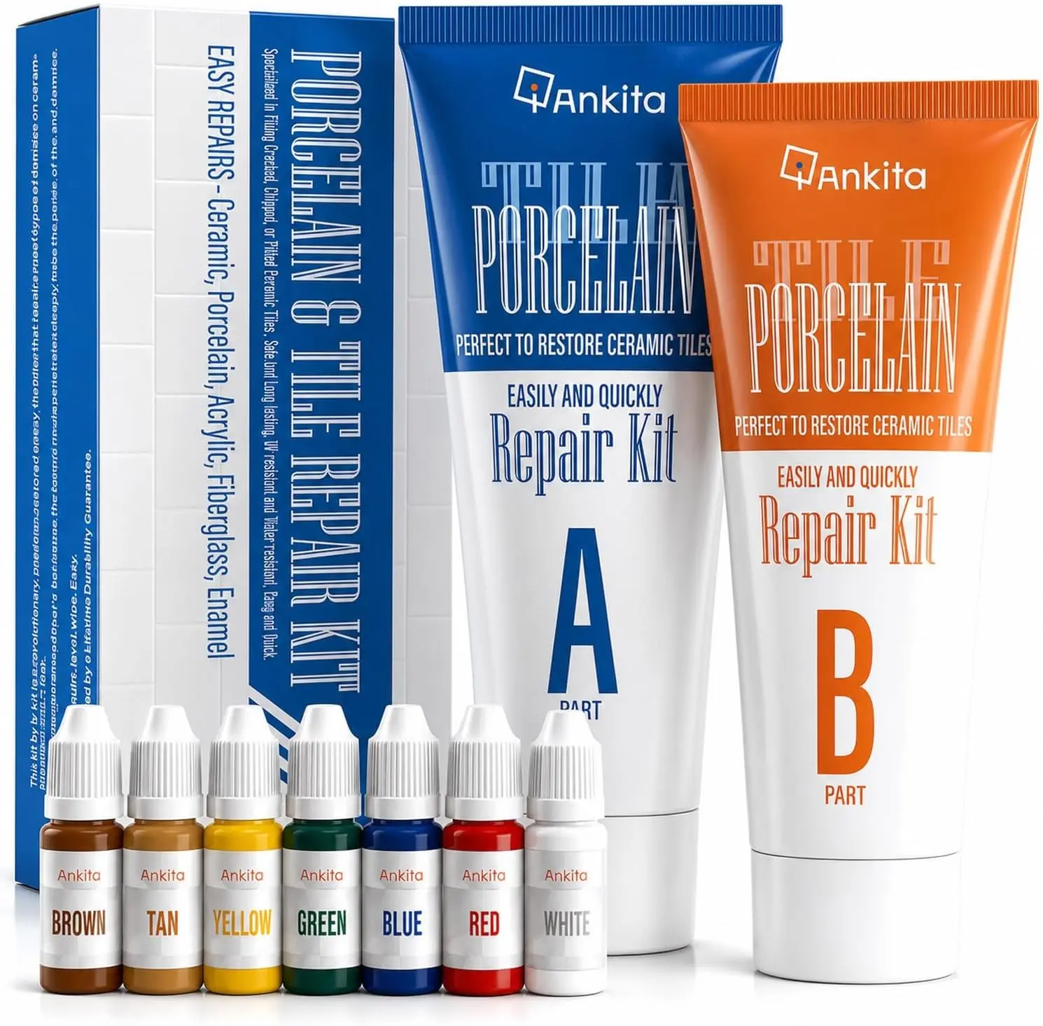 Tile Repair Kit (Color Match), Ceramic & Porcelain Epoxy Putty for Floor | For Chips, Cracks, Holes, Scratches on Porcelain & Ceramic Wall/Floor Tile, Super Bond Ceramic Tile Paste Filler