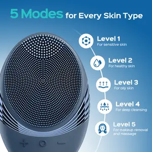 COSLUS FBS01 Facial Cleansing Brush for Deep Cleaning,5 Cleansing Modes,Waterproof and Rechargeable Face Scrubber,Removing Blackhead Gentle Exfoliating Deep Pore Cleanser,Portable Silicone Face Wash Brush Practical Hanging loop for Men & Women