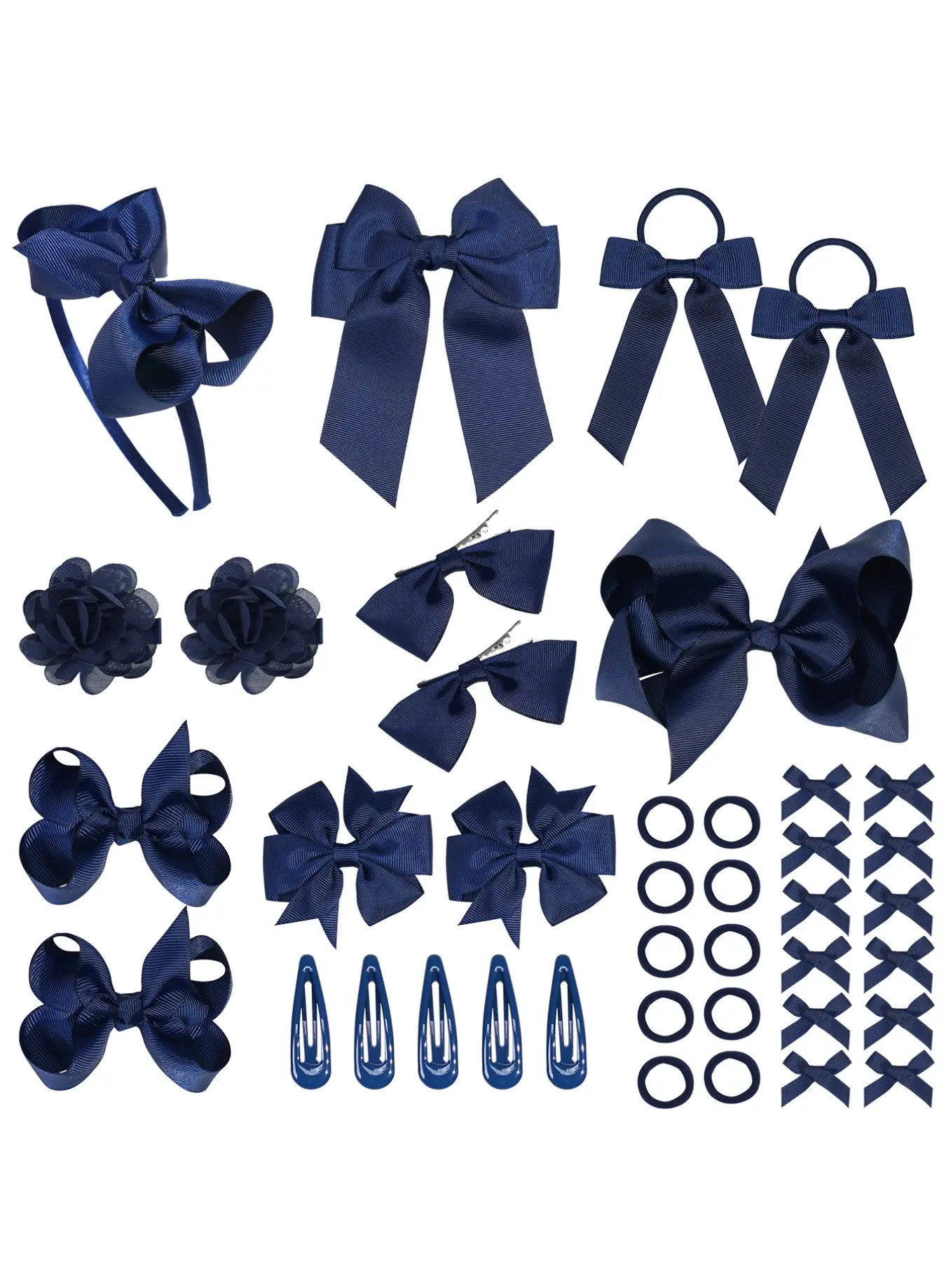 15/40 Piece Multiple Pieces Bow Knot Plain Pattern Hair Accessories Set, Headbands Clips Rubber Bands, Christmas Holiday Party Decorations, Easy Match Ease of Pairing Hair Accessory Set, Hairbands, Elastic Headbands