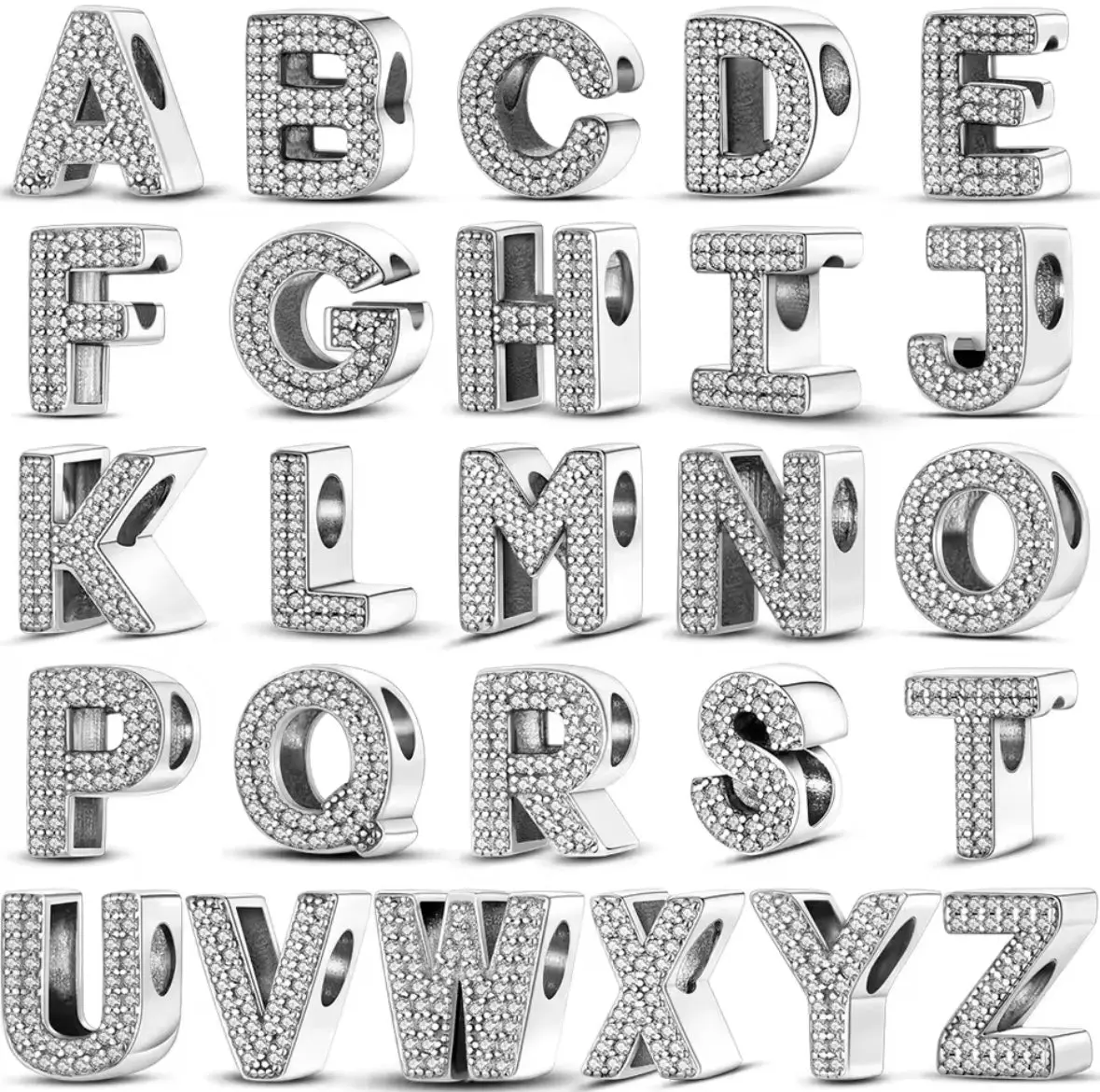 925 Sterling Silver Initial Letter Charm for Bracelet – A-Z Alphabet Dangle Charm
