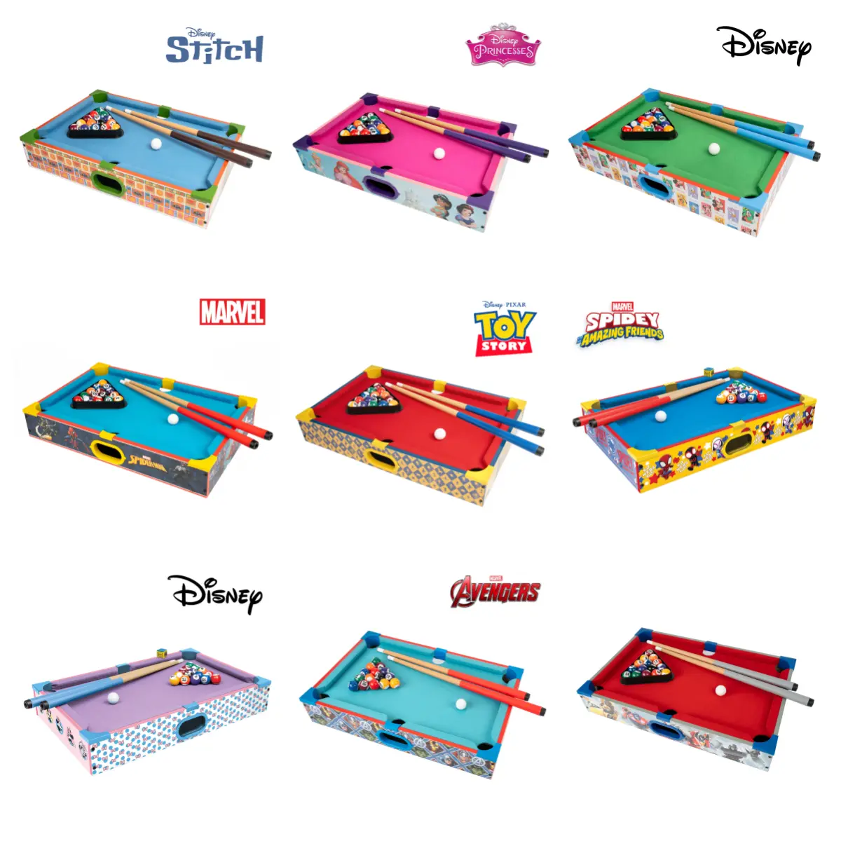 Officially Licensed Wooden Mini Tabletop Pool Table, Kids Family Billiards Arcade Game, Toy Story, Disney Princess, Spider-Man, Mickey & Friends, Avengers, Stitch, and More