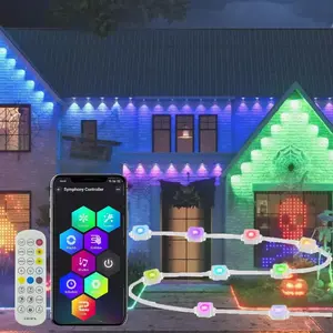 RGB Permanent DIY Outdoor Lights, Smart Led Lighting, 1 Pack 15M 30 LEDs, Smart 3-Way Controlled (APP/Voice/Remote), IP67 Waterproof Smart for Year-Round Roof Eaves，Holiday & Christmas Decor