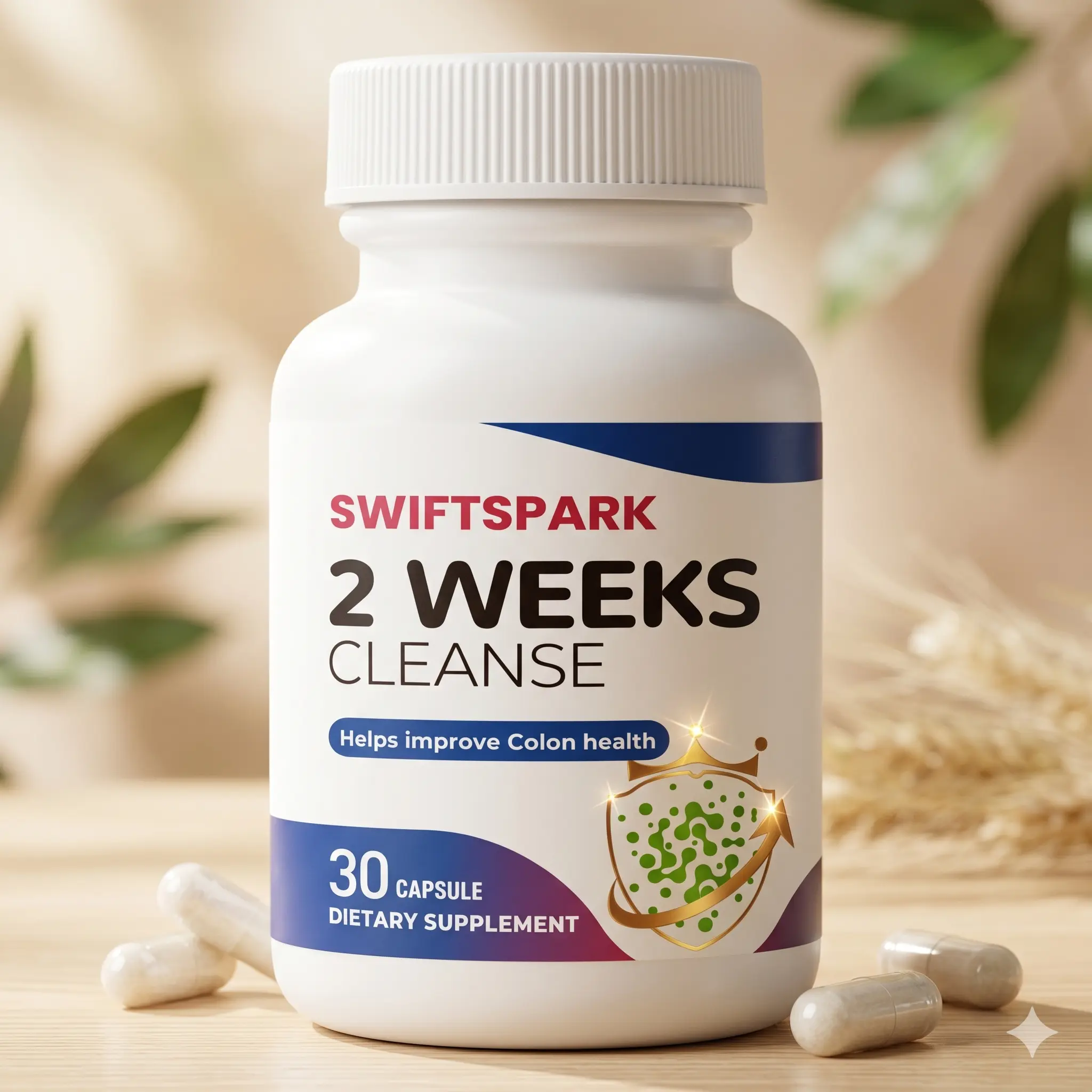 2 Weeks Cleanse Capsules for Adults, Digestive Support Supplement with Probiotics, Senna Leaf & Aloe Vera, 30 Count Gut Health Cleanse Daily Wellness Formula
