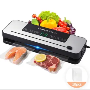 Powerful Vacuum Sealer Machine | Compact Design | One-Touch Automatic | Seal In 10-20 Seconds | Dry, Moist, Wet, And Cold Modes | With 10 Vacuum Bags & Built-In Cutter (Grey)