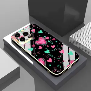 Case for iPhone 16 Pro Max 15 Plus 14 13 12 11 XS XR Colorful Heart Design Pocket-Friendly Shockproof Silicone Protective Softcase