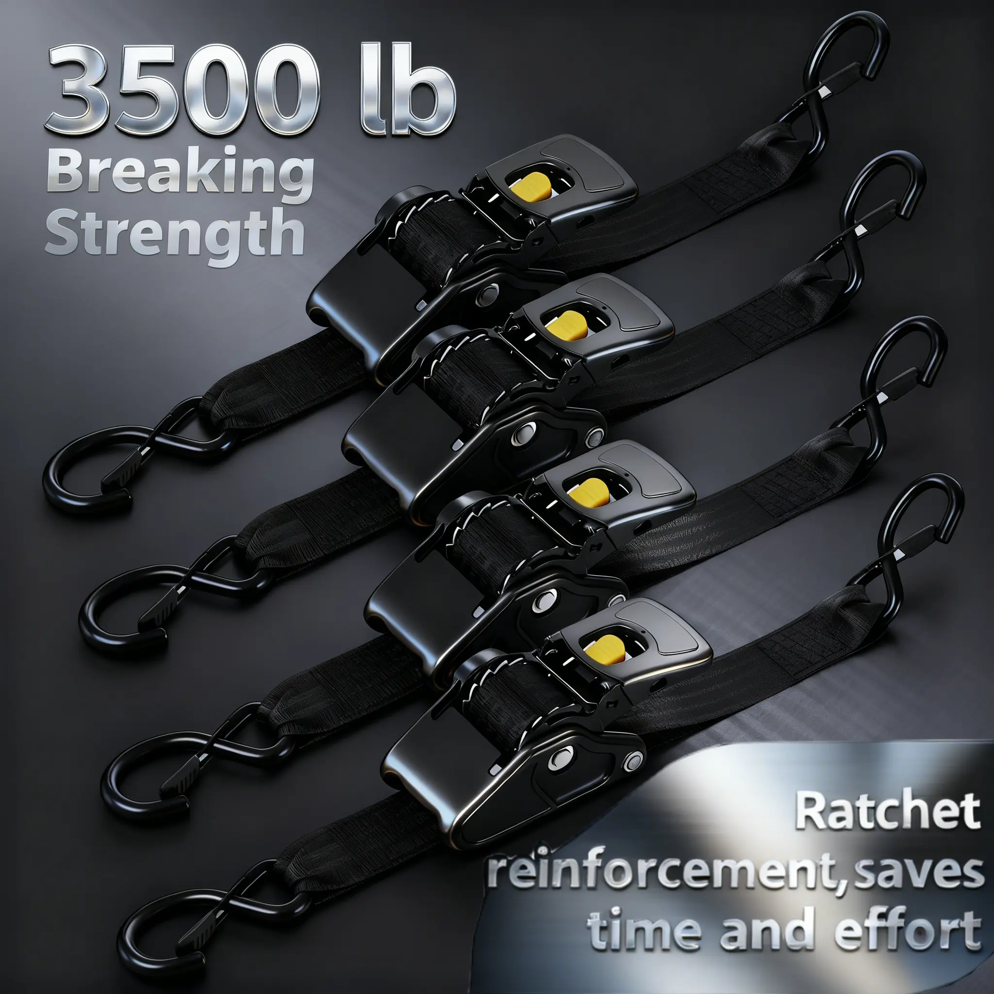 2"x100" Polyester Retractable Ratchet Tie Down Straps (3500 lbs Breaking Strength) - Heavy Duty, Smooth No-Tangle, Quick Release Truck Accessories, Motorcycle Accessories for Travel, Work Cargo Securing, 2 Inches Wide