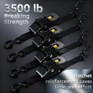 2"x100" Retractable Ratchet Tie Down Straps 3500 lbsBreaking Strength, Heavy Duty Design, SmoothRetractable No Tangles, Quick Release, Suitable for TrailerTruck ATV Boat Motorcycle Cargo Moving Travel Camping& All Heavy Loads