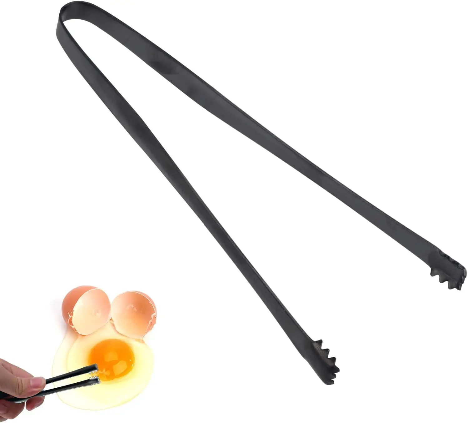 Egg Chalaza Removal Tool, Stainless Steel Toothed Egg Chalaza Remover Eggshell Fragment Remover Kitchen Tongs for Cooking Bakers Chefs Sturdy Utensils Lightweight Black