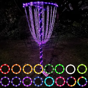 LED Disc Golf Rim Light for Disc Golf Basket, Remote Control, C Battery Box, 16 Colors DIY Change, Waterproof Super Bright for Night Playing