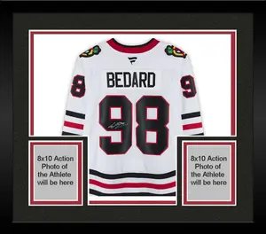 Framed Connor Bedard Chicago Blackhawks Autographed White Fanatics Premium Jersey - Fanatics Authentic Certified