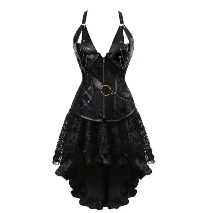 Corset Dress Steampunk Corset Skirt Pirate Corset And Skirt Set Steampunk Corset Skirt Costume Retro Corset Tops ForWomen Halloween Pirate Renaissance Corset Skirt Set suit 8105/7056