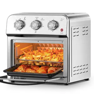 Family Size Air Fryer Toaster Oven Combo 13QT 360° Hot Air Circulation for Healthy Oil-Free Cooking Multifunctional Convection Countertop Oven Adjustable Time Temp Control Stainless Steel Silver Multi-Function Large Capacity