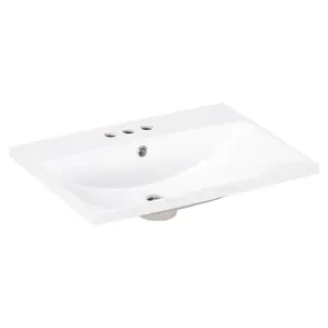 YYDS 24" Bathroom Vanity Top Only, White Basin, 3-Faucet Holes, 4" Faucet Available, Ceramic