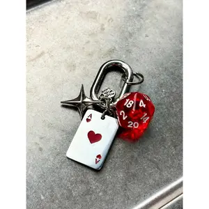 Dice & Poker Card Design Keychain, Casual Trendy Keychain for Car Keys for Women & Men, Fashion Accessories for Daily Use