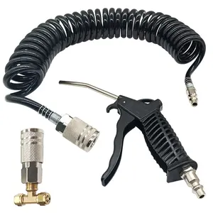 Air Blow Gun Kit with 16ft Long Pneumatic Pu Hose, Heavy Duty Air Duster Gun for Air Compressor(Black)