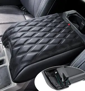 Center Console Cover Compatible with Ford F150 2015-2020, F250 F350 F450 2017-2022, Expedition 2018-2024, PU Leather Armrest Box Cover, Truck Interior Accessories, Anti-Scratch Protector