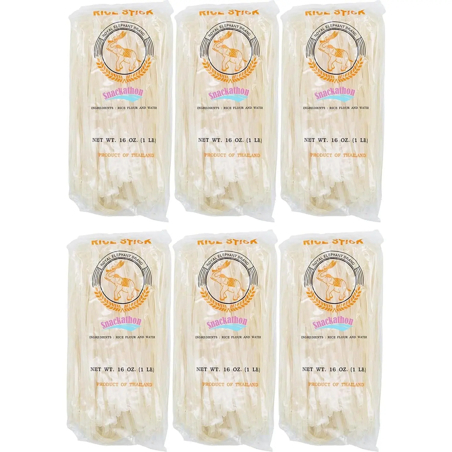 Snackathon Pad Thai Rice Stick Noodles – 16 oz (Various Sizes) Chewy Easily Cooked