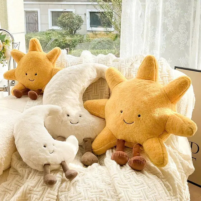 Jellycat Amuseables Sun & Moon Plush – Soft Smiling Celestial Stuffed Toys, Cozy Golden Sun and Cream Crescent Moon Characters, Cute Collectible Gift for Kids, Bedroom Decor & Plush Lovers