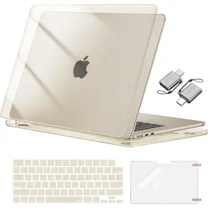 MOSISO Compatible with MacBook Air 15 inch Case M5 2026 M4 2025 M3 M2 2024 2023 A3448 A3241 A3114 A2941, Hard Shell&Keyboard Cover&Screen Film&Type C, Great for Study Travel Work, Crystal Starlight