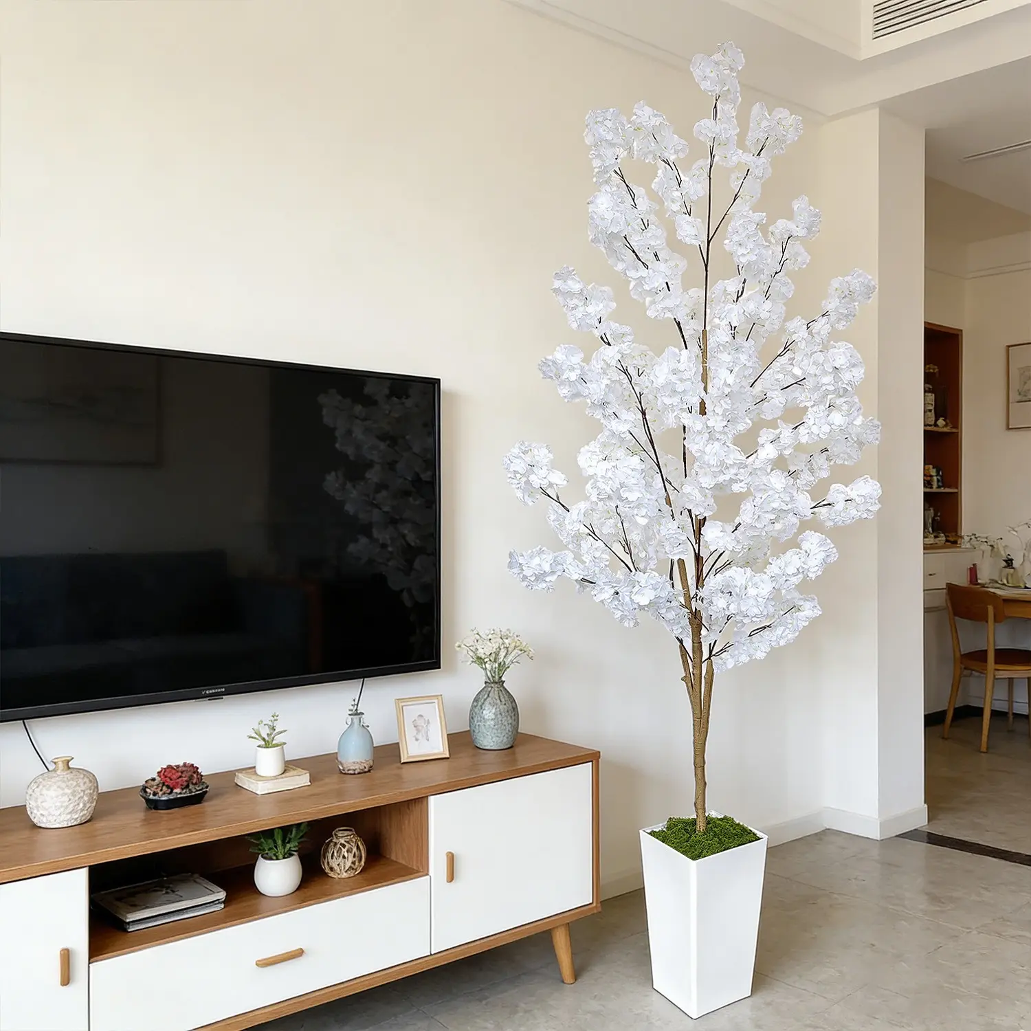 1.3m-2.2m Realistic Cherry Blossom Tree, High-Fidelity Branches, Nordic Minimalist Style, Indoor Outdoor Decor, Wedding Event Photography, Plant, Artificial Floral Plant, Artificial Flower Tree