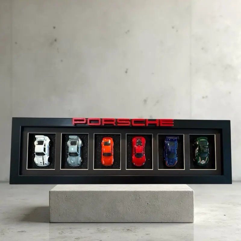 P-Car Hotwheels Display w/ Set of 6 Cars | Shelf Display or Wall Mount