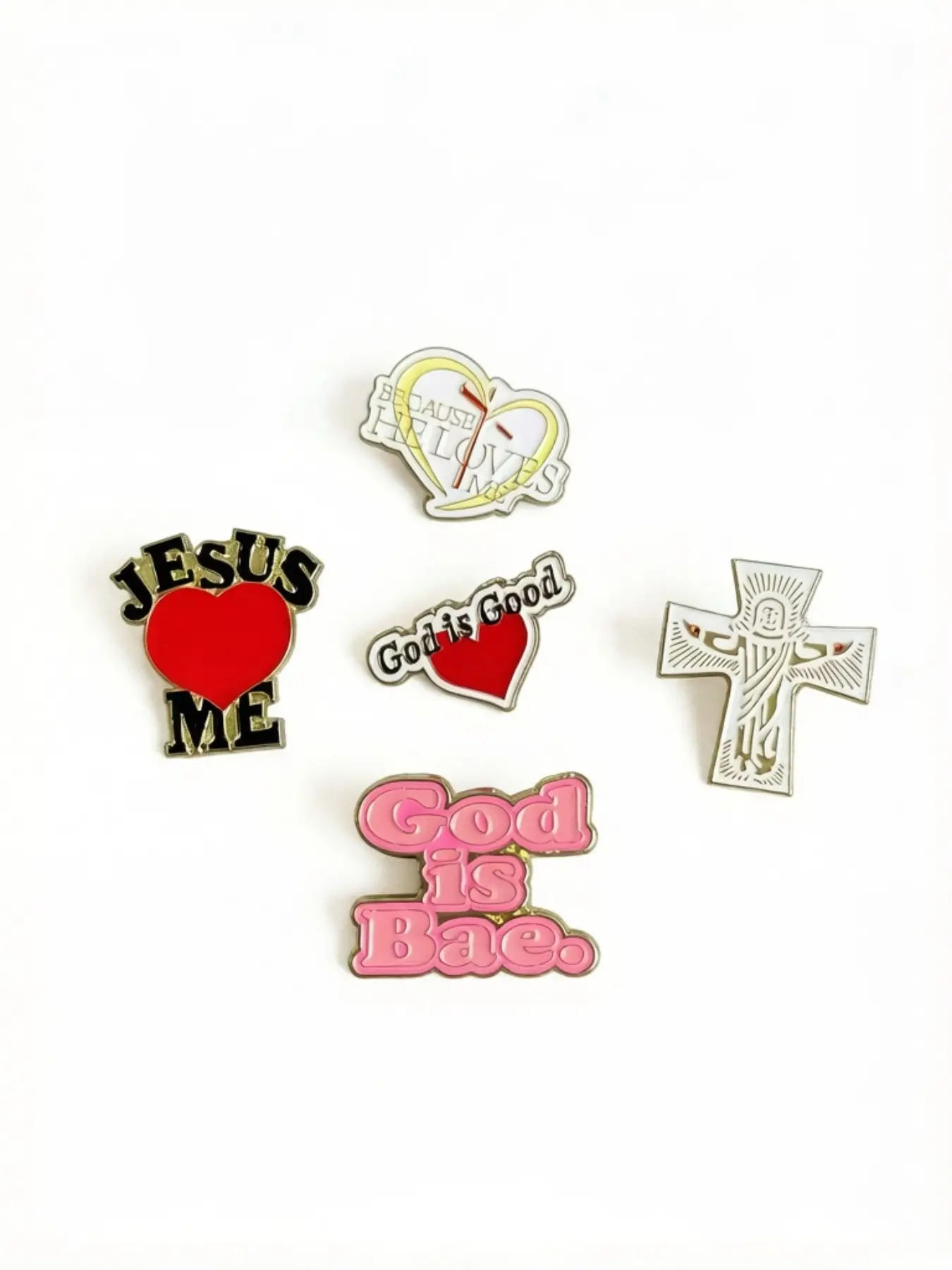 5-Pack Christian Enamel Pins Set - Vibrant Durable Jesus Cross & Heart Faith Lapel Badges Clip, Religious Cross Pins, Durable Metal Pins for Backpacks, Jackets, and Gifts