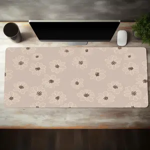 Cute Floral Pattern Extended Desk Mat, Rectangle Gaming Desk Mat, Non-slip Rubber Base Stitched Edge Desk Keyboard Mat for Home Office Game, Desk Accessories