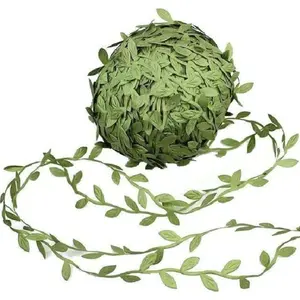 Olive Leaf Simulation Gift Ribbon, 20m Long Mother's Day Decoration, DIY Wreath Material, Wedding Decor Light Accessories, Gift Wrapping Supplies