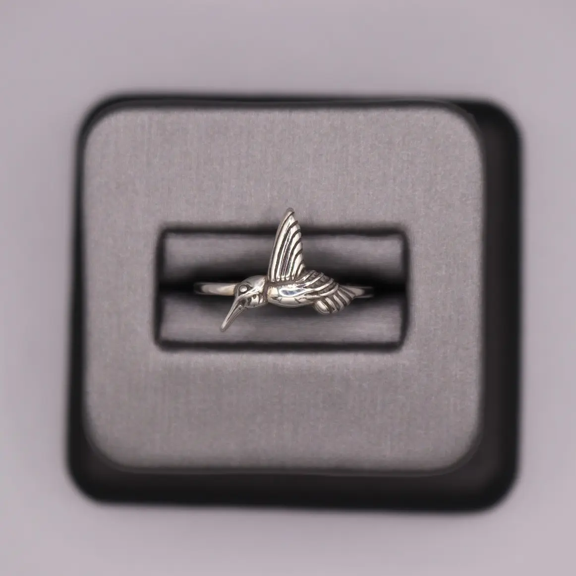 Sterling Silver Plain Ring - Humming Bird