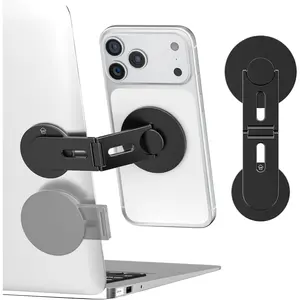 Phone Laptop Holder Mount, Foldable  Portable Stand for  17/16/15/14/13 &  Phone, Clamp for  Side, Compatible with Laptop, Desktop,  Model 3/ Y, Black