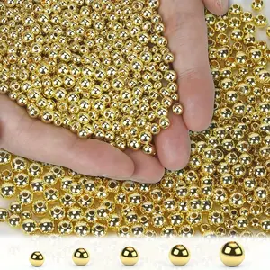 200pcs Of Golden And Silvery Plated Aluminum Alloy Smooth Round Spacer Beads, Durable And Not Easy To Fade Beads, Smooth And Round Seamless Spherical Bronze Loose Metal, Suitable For DIY Necklaces, Bracelets And Jewelry Making