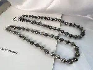 BT006-Tahitian Baroque Pearl Necklace, One Naturally Unique Strand (Shape & Size Will Vary). Tahitian Pearl Necklace, Baroque Pearl Necklace, Saltwater Pearl, Black Pearl Strand, Organic Jewelry, Statement Necklace, Natural Pearl Jewelry