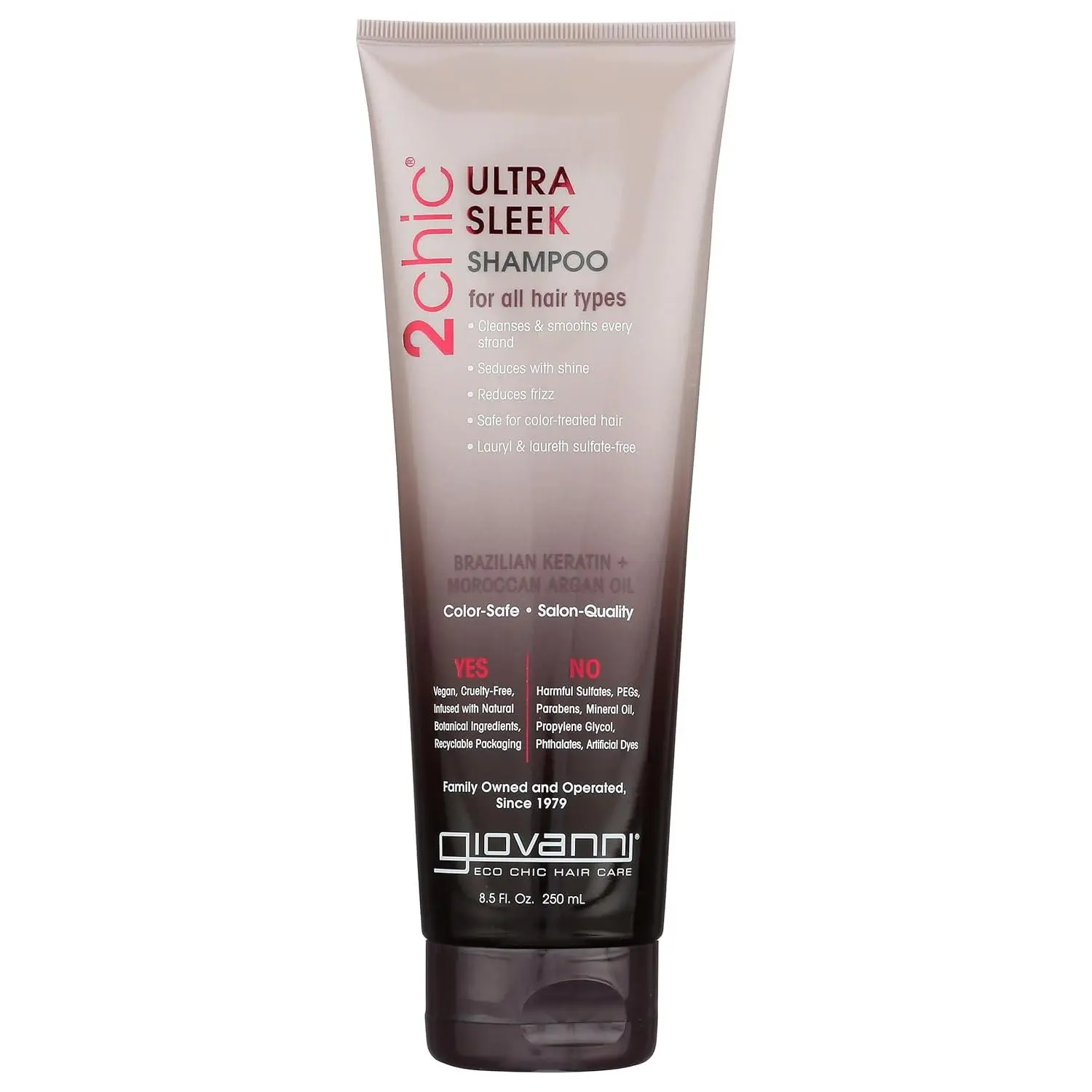 Giovanni 2Chic Ultra Sleek Liquid Natural Shampoo - Coconut, Shea & Argan Oil, Sulfate-Free Frizz Control Cleansing Shampoo for Hydration, 8.5oz, Unisex, Anti-Frizz, No, Haircare, Cleanser, Hydrating, Smooth, Natural Hair Shampoo