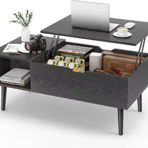 Coffee Table, Living Room Lift Small Wooden Dining Center Table With Storage Rack