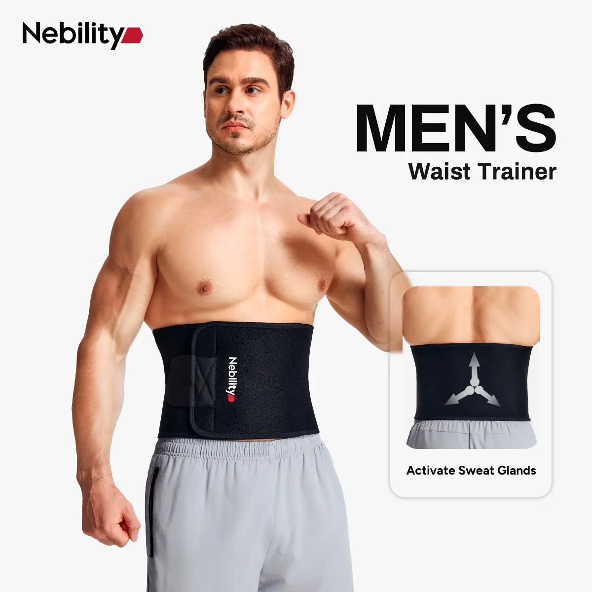 【Nebility】 Men's Sports Fitness Waist Trimmers Weight Lifting Belt with Steel Frame Support for Optimal Waist Training and Toning,fathersdaygift